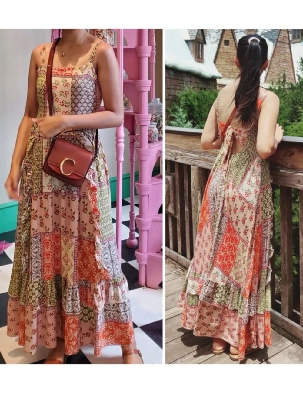 Abel the Label Patchwork Boho Maxi Dress Sleeveless